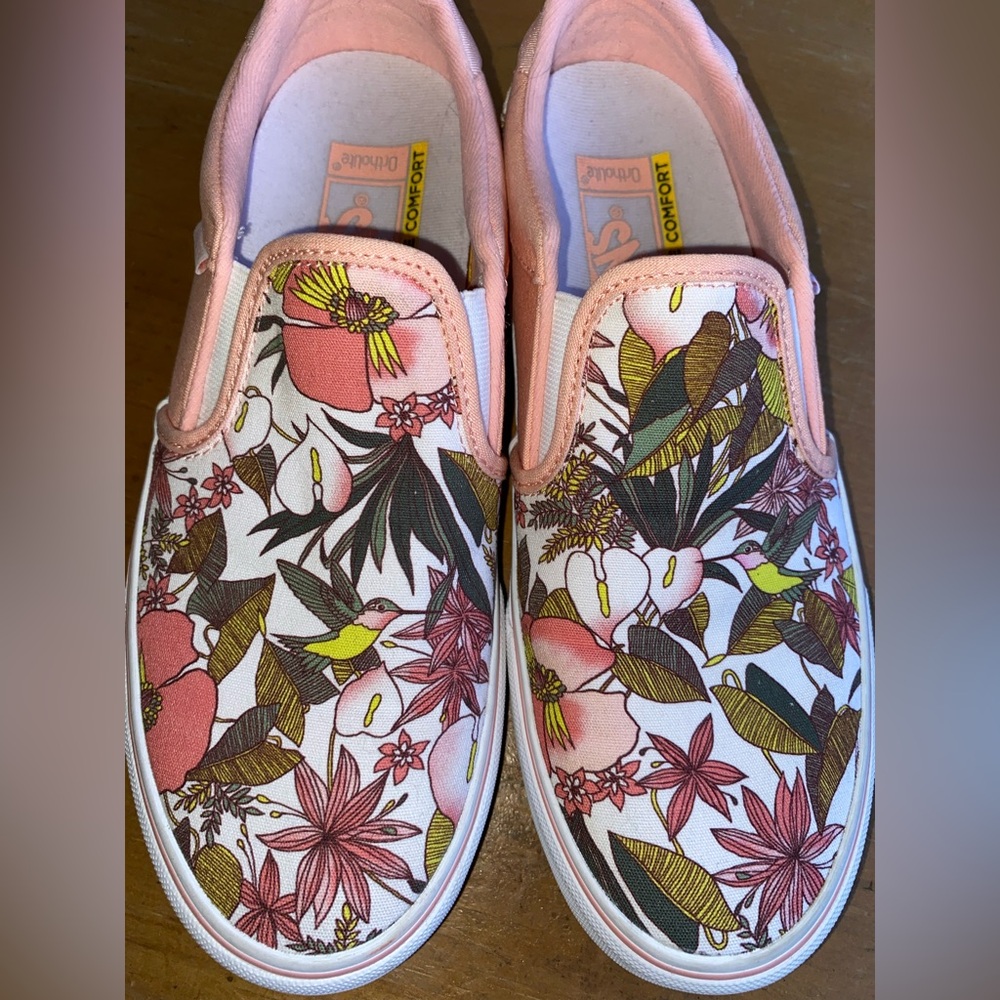 Vans Pink Floral Slip-On Sneakers